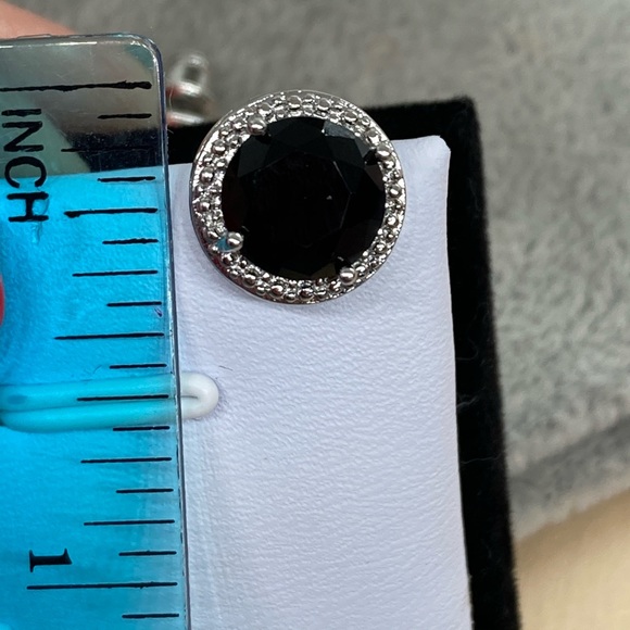 Gold Plated Black Crystal Stud Earrings - Picture 4 of 4